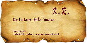 Kriston Rémusz névjegykártya